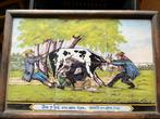 Tegeltableau Koe met Spreuk, Antiek en Kunst, Antiek | Wandborden en Tegels, Ophalen