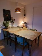 Massief eiken eettafel – landelijke stijl – 6 tot 8 personen, Huis en Inrichting, Tafels | Eettafels, Gebruikt, Eikenhout, 200 cm of meer