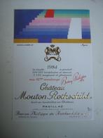 Origineel Chateau Mouton Rothschild Wijn Etiket 1984, Verzamelen, Frankrijk, Nieuw, Ophalen of Verzenden, Rode wijn