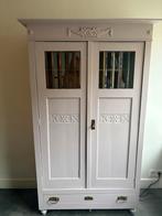 Antieke houten kast lila met glas in lood, Ophalen of Verzenden