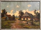 W. van Dam - Olieverf op doek - Boerderij, Ophalen of Verzenden