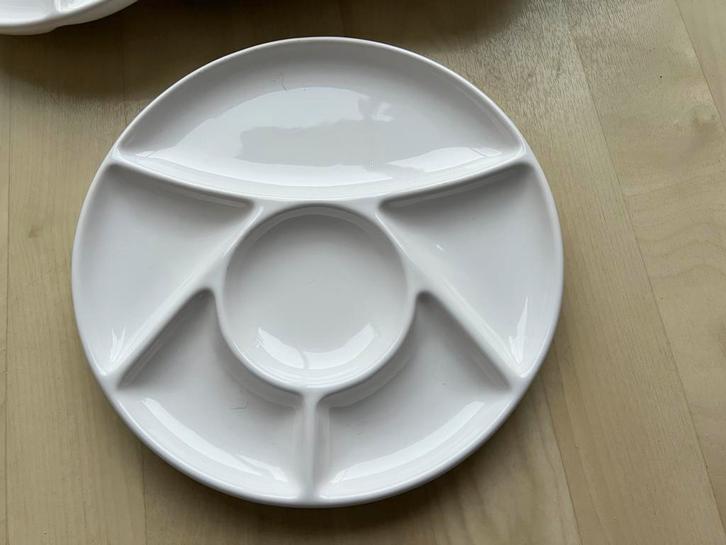 5 kersmiek Vakjesborden - BBQ, Gourmet, Fondue - 22cm, Huis en Inrichting, Keuken | Servies, Gebruikt, Bord(en), Effen, Keramiek