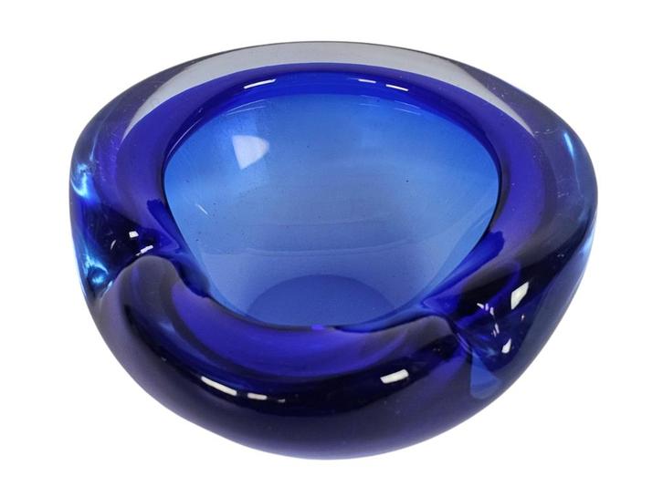Murano - Schaaltje/asbakje - Cobalt Blauw - Italie - 60's, Antiek en Kunst, Antiek | Glas en Kristal, Ophalen of Verzenden