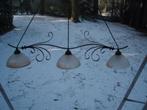 Hanglampen met drie en twee lampen E14, Huis en Inrichting, Lampen | Hanglampen, Ophalen of Verzenden, Gebruikt, Glas, 50 tot 75 cm