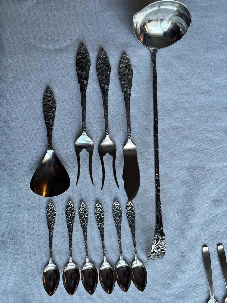 Verzameling verzilverd Nieuwpoort bestek - jaren 60, Antiek en Kunst, Antiek | Bestek, Ophalen of Verzenden