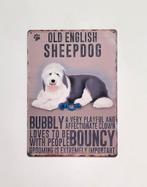 Old English Sheepdog bobtail reclamebord van metaal deco, Info@deconoord.nl, Deco Noord, Nieuw, Ophalen of Verzenden