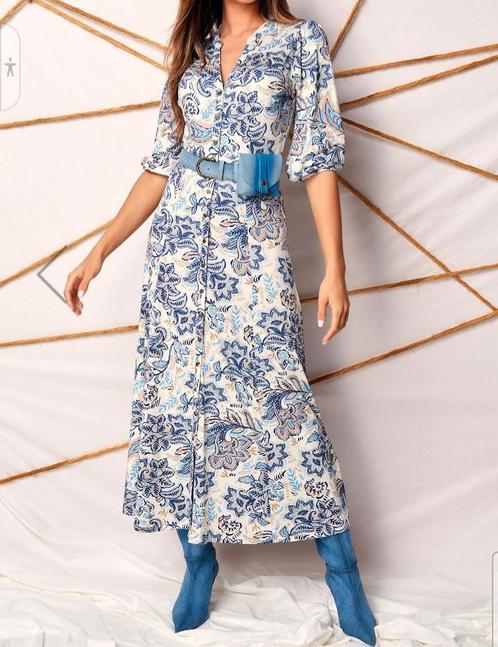 K-Design maxi jurk M + gratis bijpassende enkellaarsjes, Kleding | Dames, Jurken, Nieuw, Maat 38/40 (M), Blauw, Onder de knie