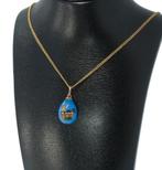 Rusland ei 14k gouden ketting hanger broedende kip faberge, Verzenden, Goud, Hanger, Met edelsteen