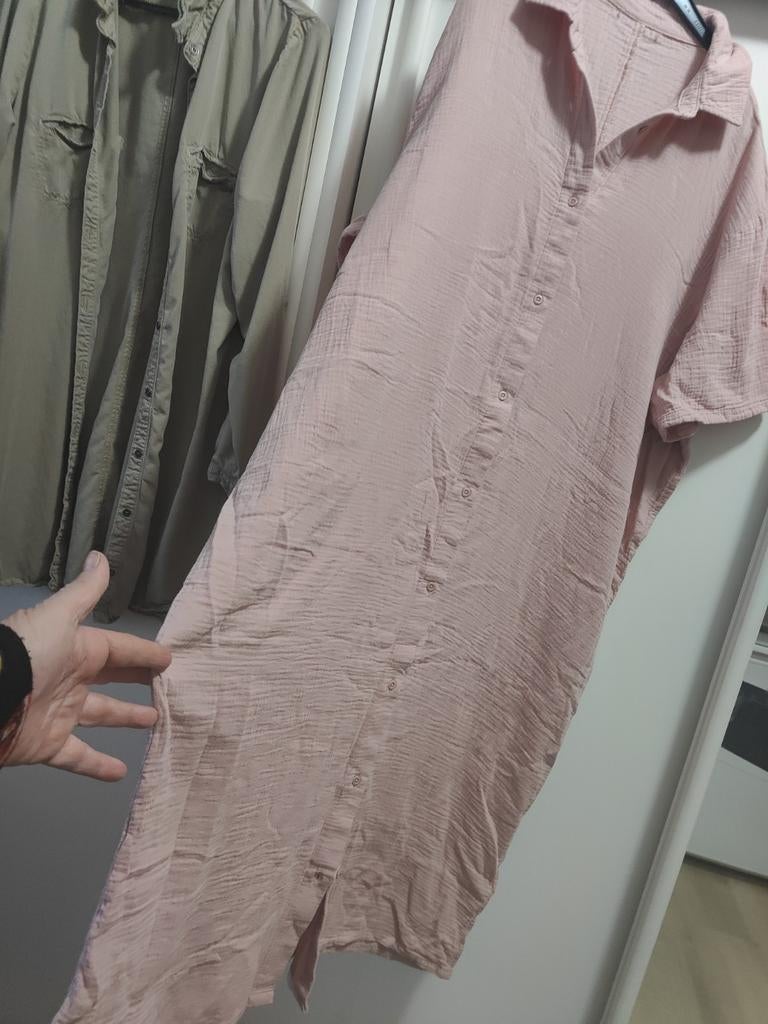 Poeder roze doorknoopjurk Mussolini lange jurk xL-xxl Ibiza, Maat 46/48 (XL) of groter, Ophalen of Verzenden, Zo goed als nieuw