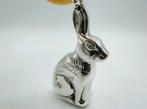 Zilveren rammelaar aan bijtring, konijn, 835, Antiek en Kunst, Antiek | Goud en Zilver, Verzenden, Zilver