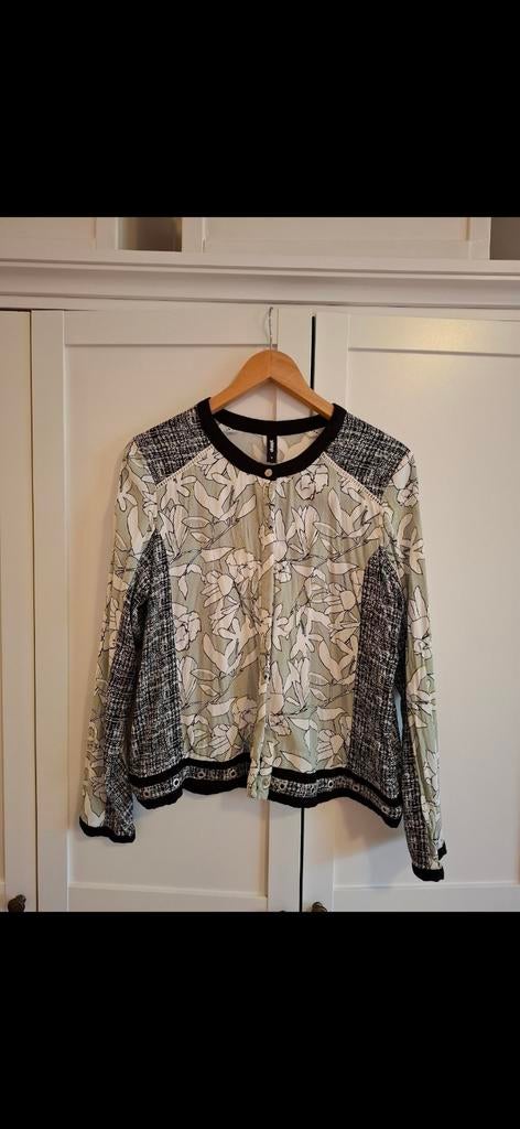 Stijlvol jasje met bloemenprint en tweed details, Ophalen of Verzenden, Zo goed als nieuw, Maat 38/40 (M), Groen