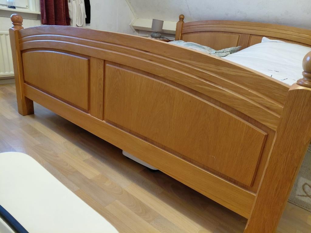 Stevig tweepersoonsbed (190x200) met 2 nachtkastjes, Ophalen, Tweepersoons, 160 cm, Hout