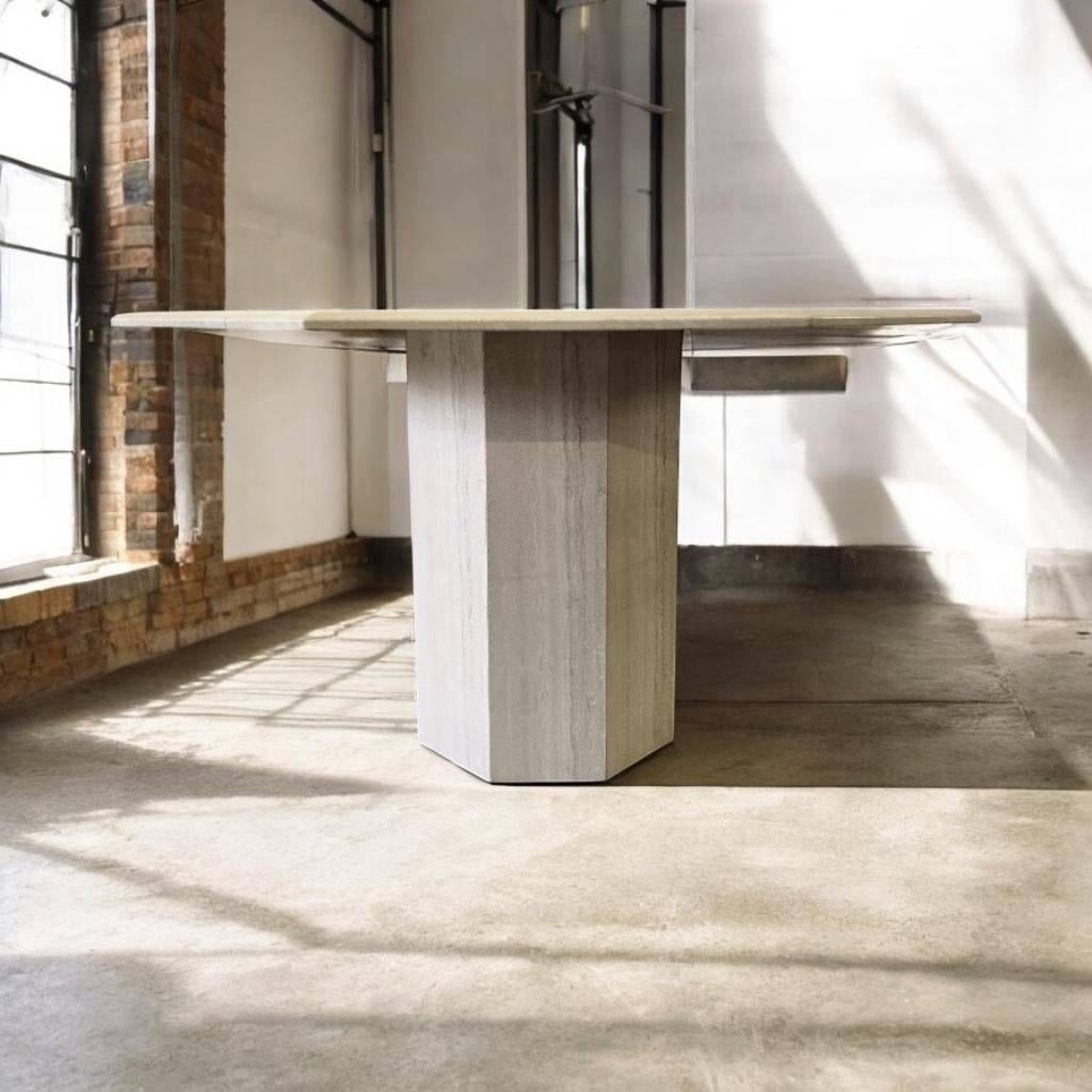 vintage travertin 8-hoekige tafel / eettafel wabisabi, Ophalen