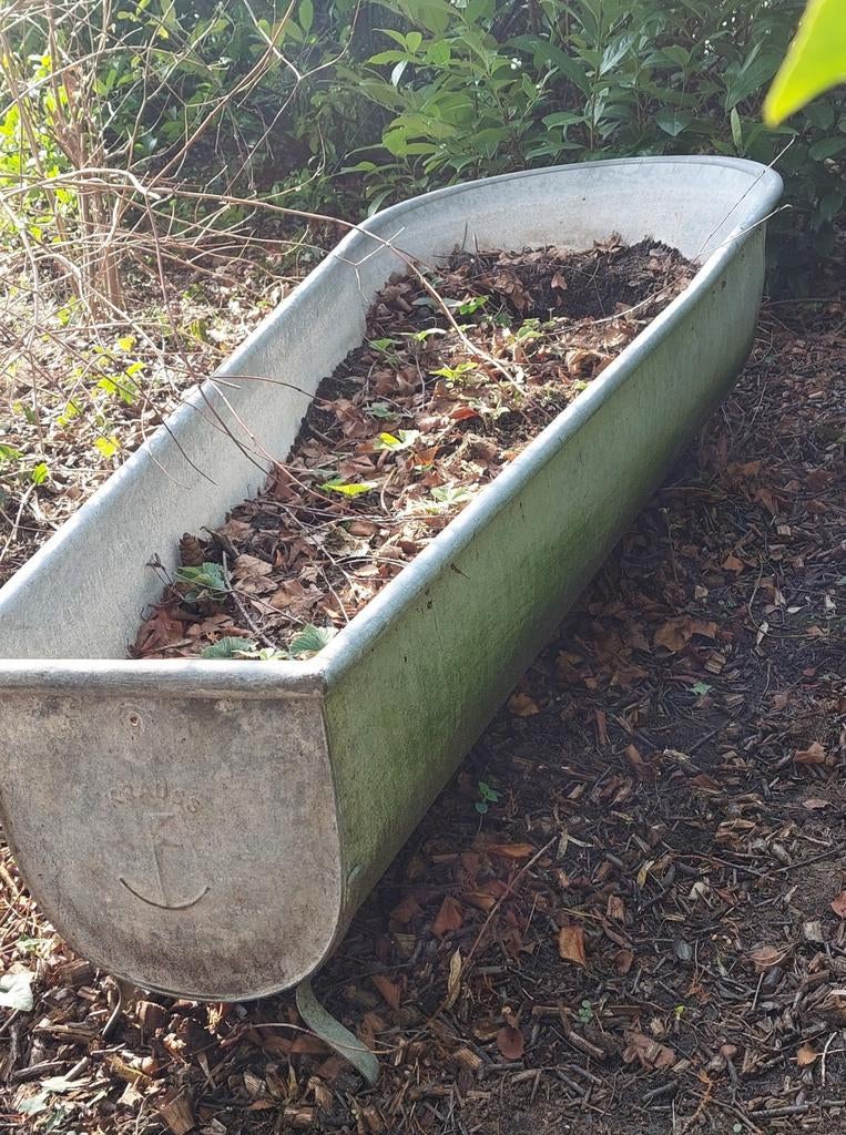 Vintage zinken badkuip merk KRAUSS, Tuin en Terras, Ophalen, Gebruikt, Minder dan 30 cm, Rond