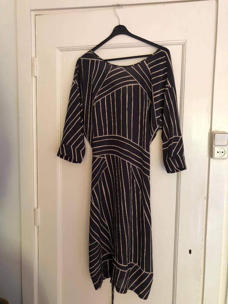 Humanoid donkergrijze zijden jurk mt L als M, Maat 38/40 (M), Humanoid, Verzenden, Zo goed als nieuw