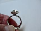 Stainless steel band ring 17.3 mm. met mooie grote zirkonia, Zo goed als nieuw, 17 tot 18, Dame of Heer, Zilver