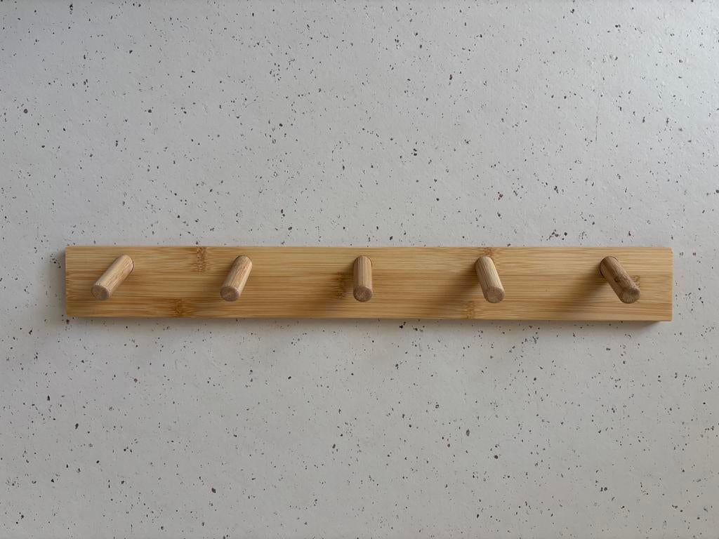 Houten kapstok met 6 haken, Gebruikt, Minder dan 100 cm, Hout, Ophalen