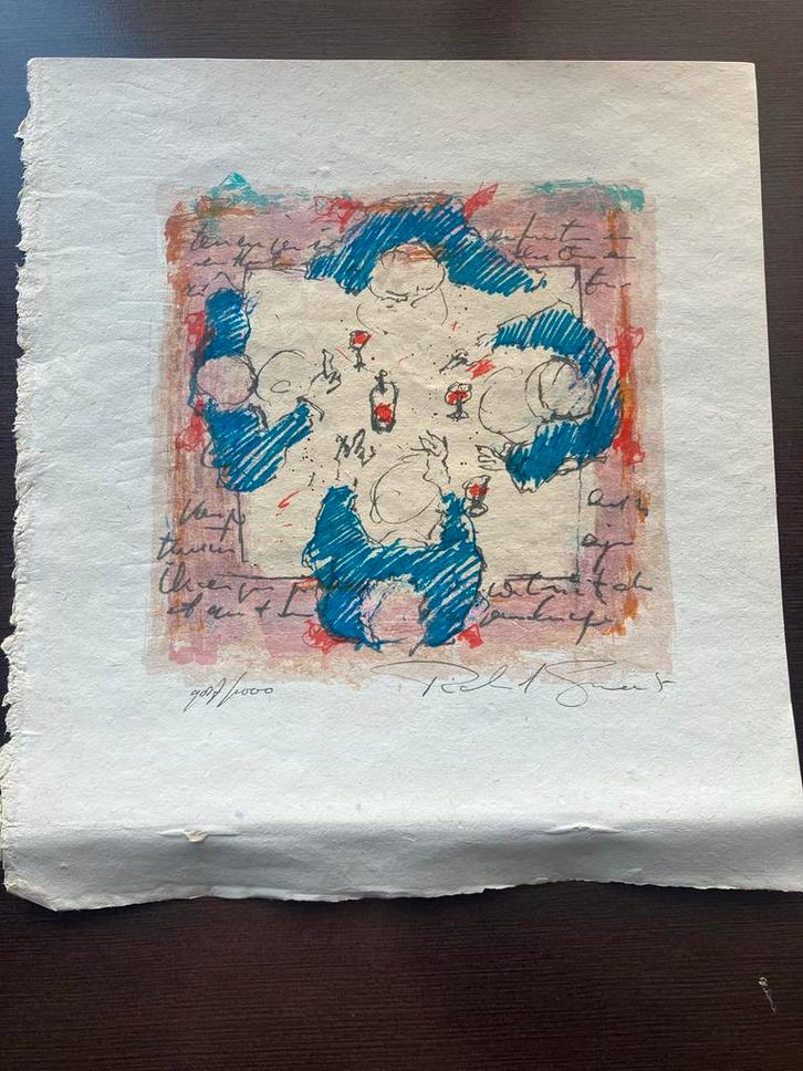 Richard Smeets (1955) - "Aan tafel", Antiek en Kunst, Kunst | Litho's en Zeefdrukken, Ophalen of Verzenden