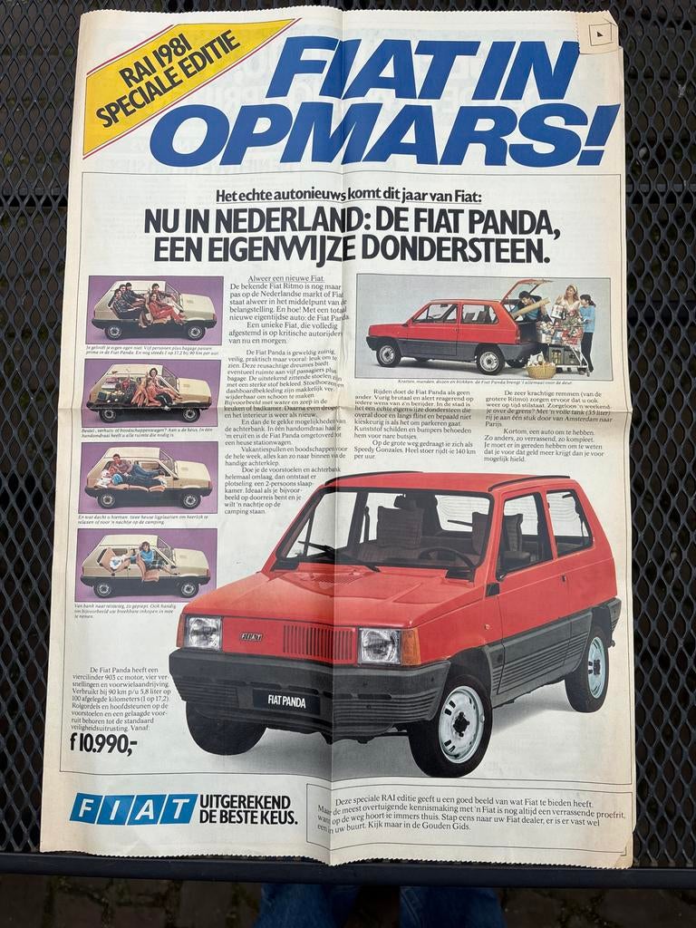 Zeldzame Fiat Panda RAI 1981 Speciale Editie Folder, Ophalen of Verzenden, Gelezen, Overige merken
