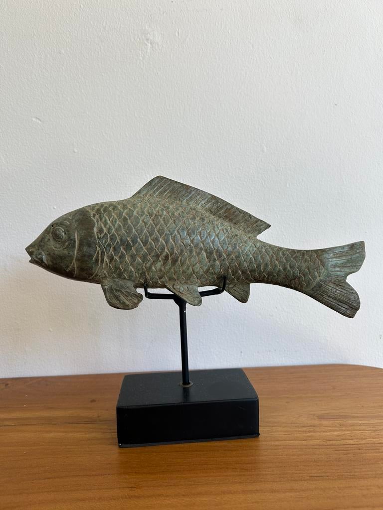 Bronzen Japanse Okimono Karper Koy fish Japan kinst Fine Art, Antiek en Kunst, Ophalen of Verzenden
