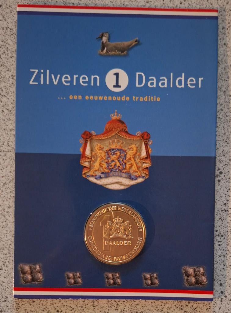 Ned. zilveren 1 daalder 2001 in speciaal uitgifteset K.N.M., Koningin Beatrix, Zilver, Overige waardes, Verzenden