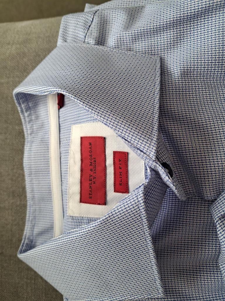 4 Heren overhemden, Ophalen of Verzenden, Zo goed als nieuw, Blauw, Halswijdte 41/42 (L)