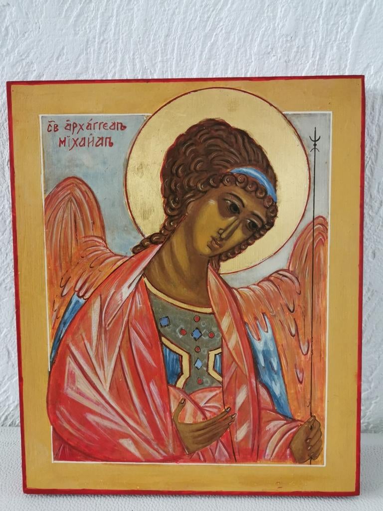 Handgeschilderd icoon Aartsengel Michaël, Antiek en Kunst, Kunst | Schilderijen | Klassiek, Ophalen of Verzenden