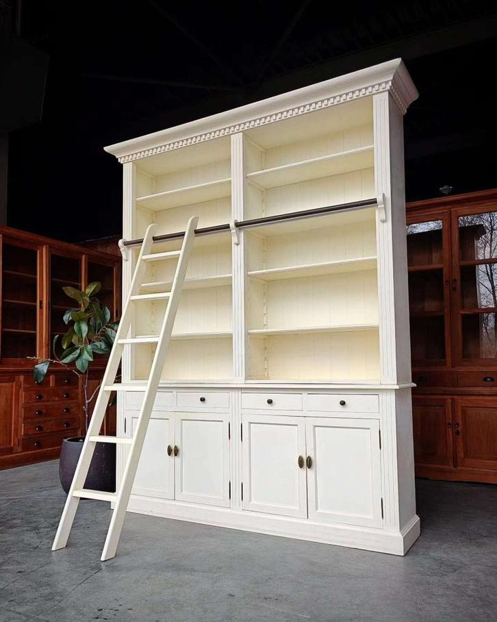 Hoge witte bibliotheekkast | Demontabele boekenkast  #2657, Huis en Inrichting, Kasten | Boekenkasten, Gebruikt, 200 cm of meer