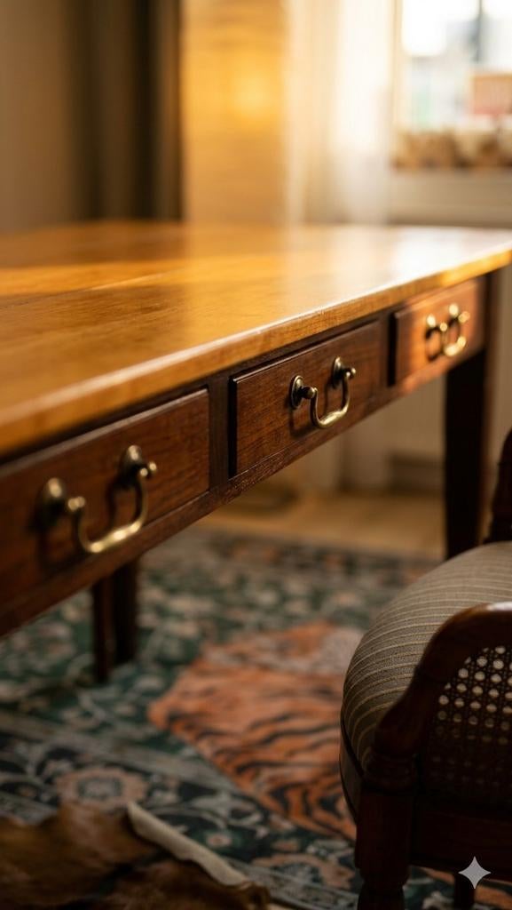 Antieke Franse Kloostertafel Eikenhout met 3 Lades, Ophalen