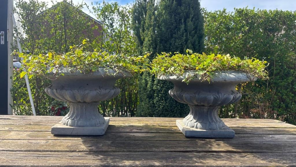 Bloembak Pot laag grijs h30 cm d45 cm Fiberclay (tuinvazen), Tuin en Terras, Ophalen of Verzenden