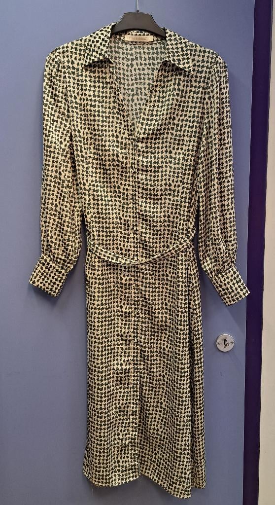 Retro & Icone maxi jurk creme / grijs patroontje mt S 47956
