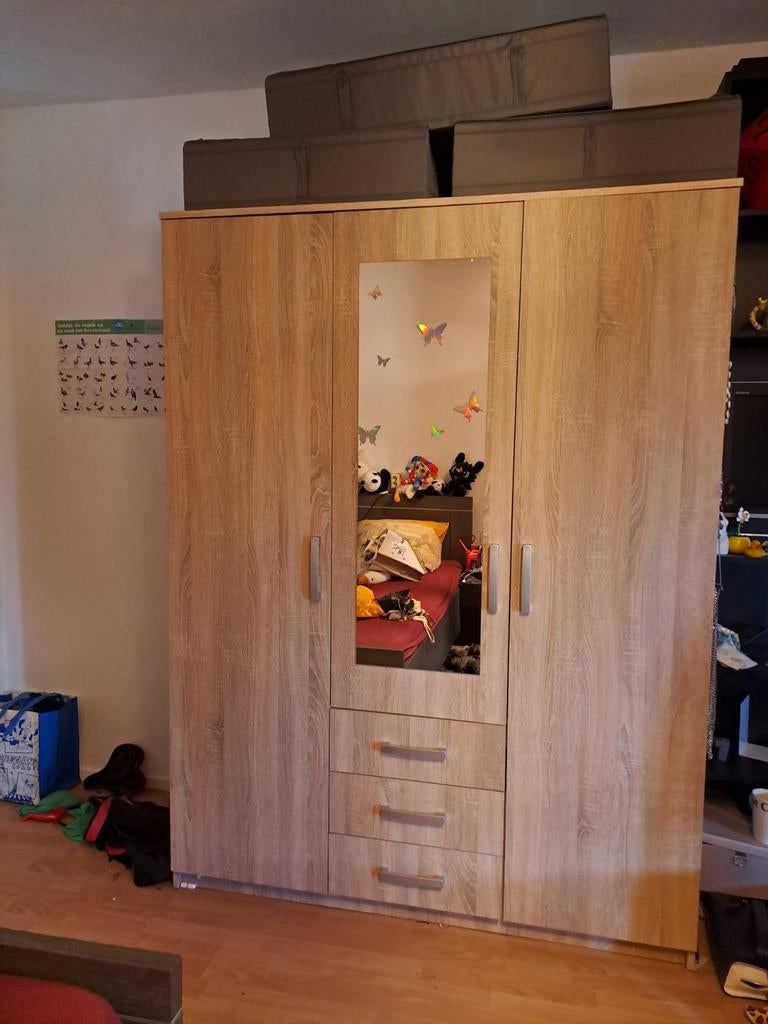 Kledingkast met spiegel en lades, Ophalen, Gebruikt