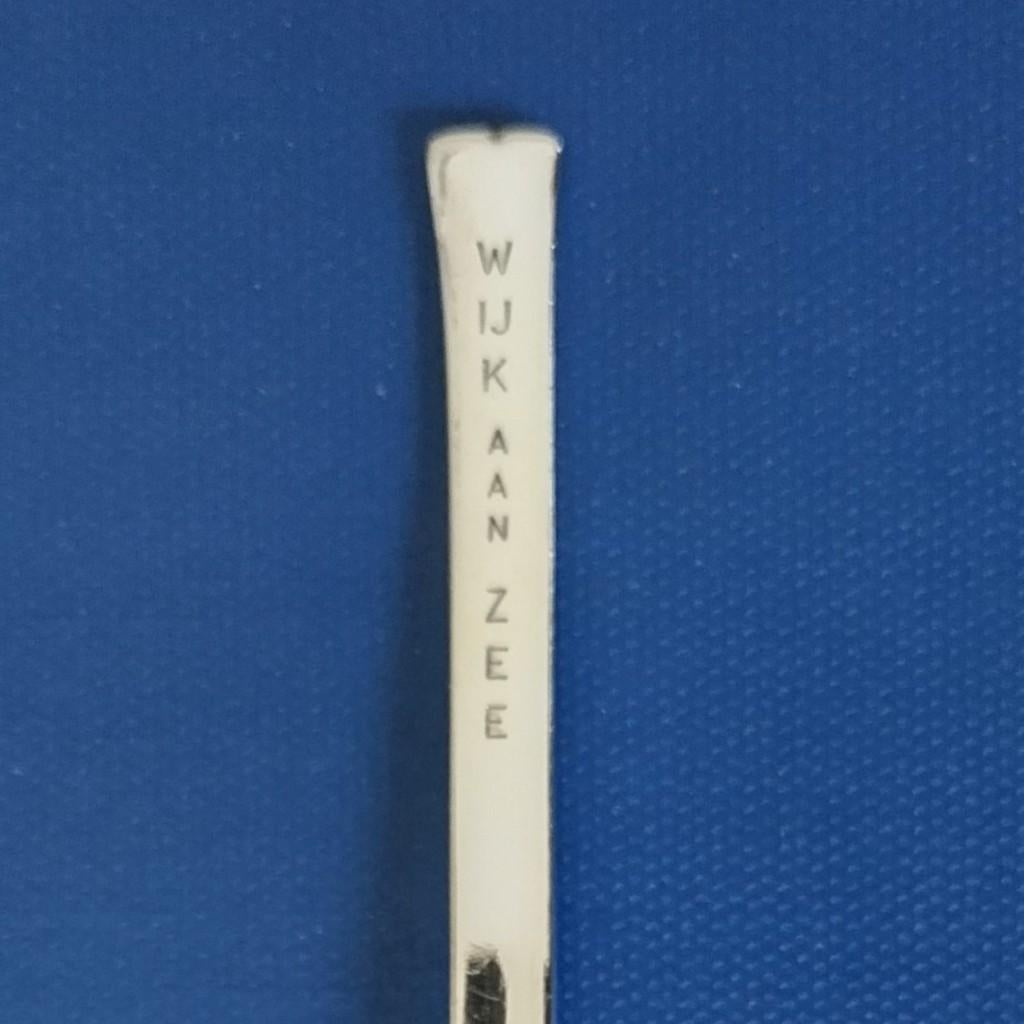 verzilverd lepeltje Wijk aan Zee (posthoorn), zeemeeuw, Antiek en Kunst, Ophalen of Verzenden