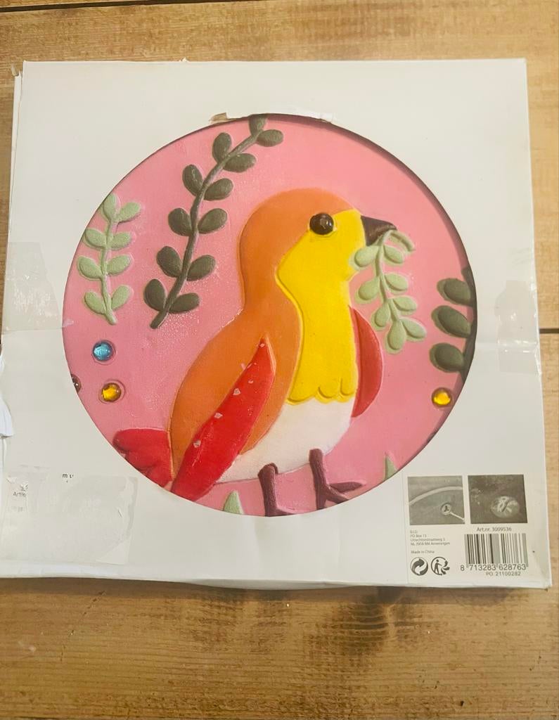 Wanddecoratie roze met vogel, Ophalen of Verzenden, Nieuw