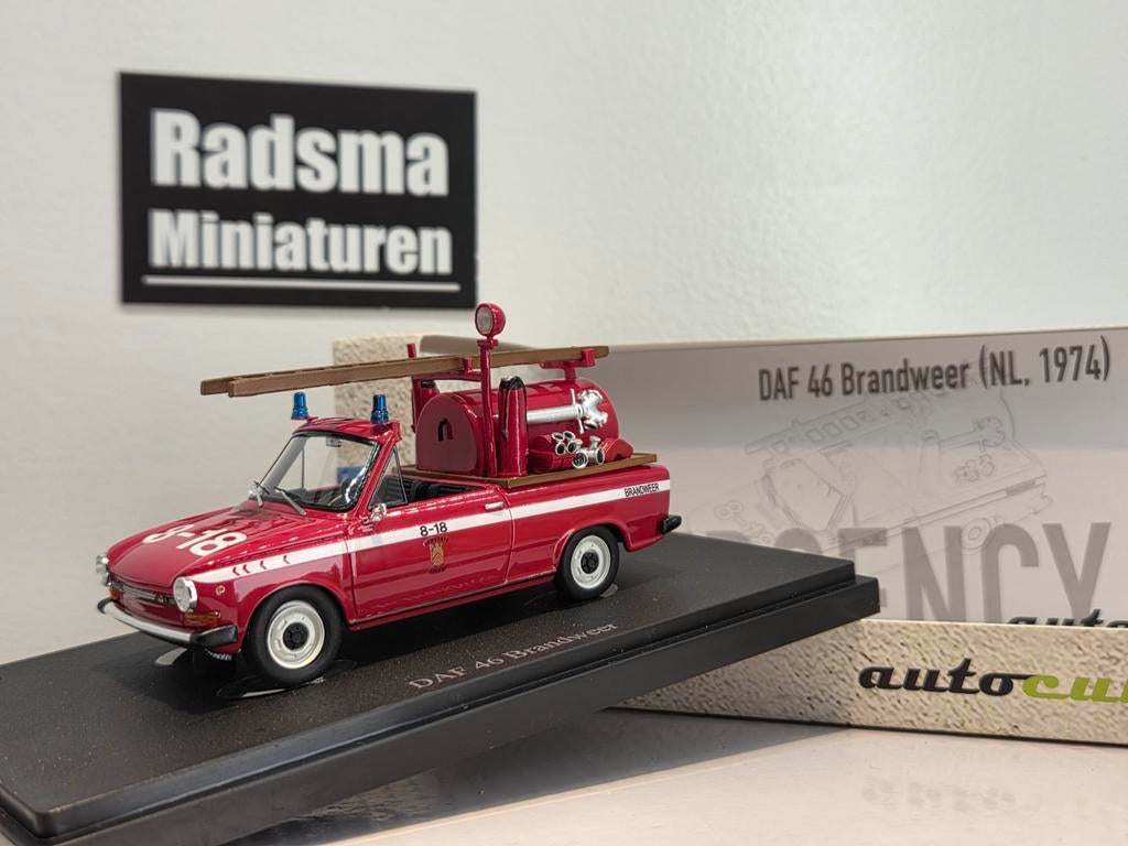 Daf 46 Brandweer NL - 1:43 AUTOcult, Hobby en Vrije tijd, Modelauto's | 1:43, Overige merken, Auto, Nieuw, Ophalen of Verzenden