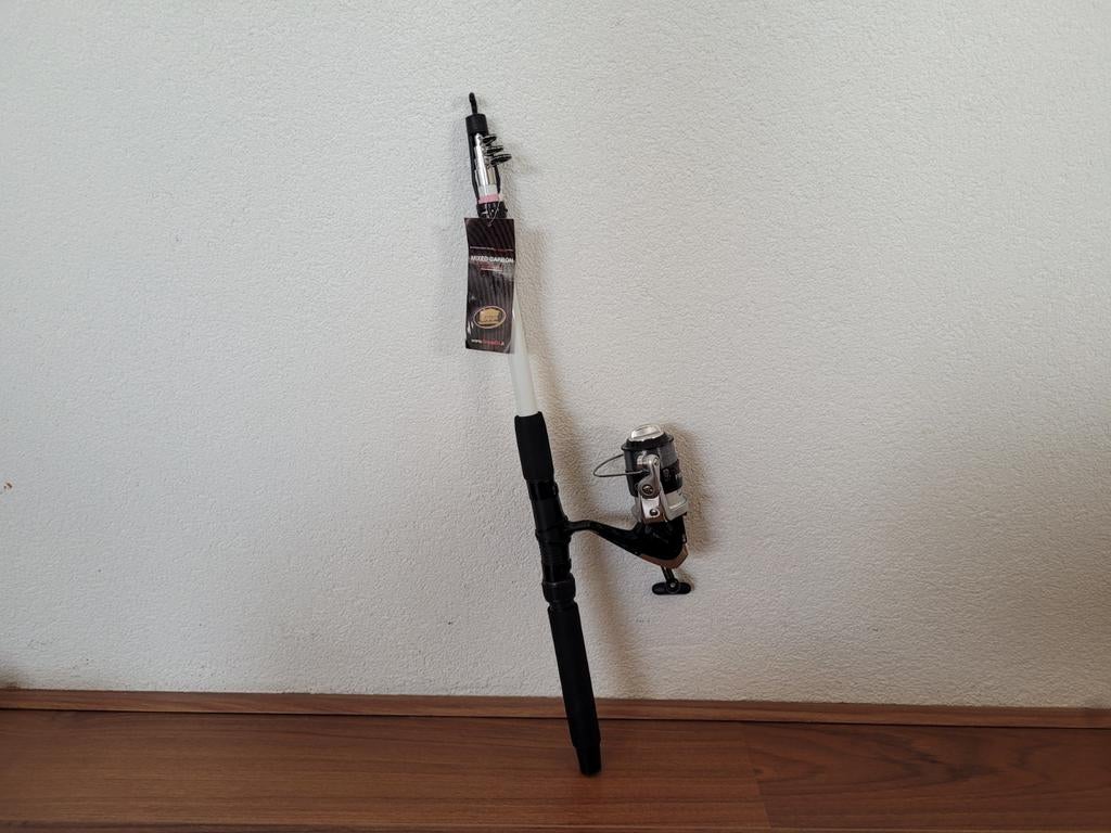 NIEUWE Vishengel met SIC Guides Mixed Carbon Licht & Sterk, Ophalen of Verzenden, Nieuw, Werphengel