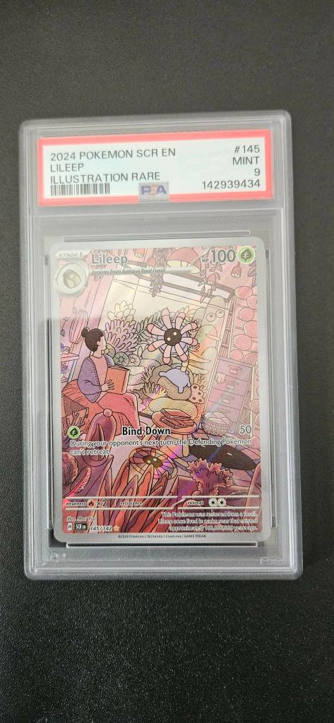 Lileep 145 Stellar Crown PSA 9 Pokemon Kaart, Ophalen of Verzenden, Nieuw, Losse kaart, Foil