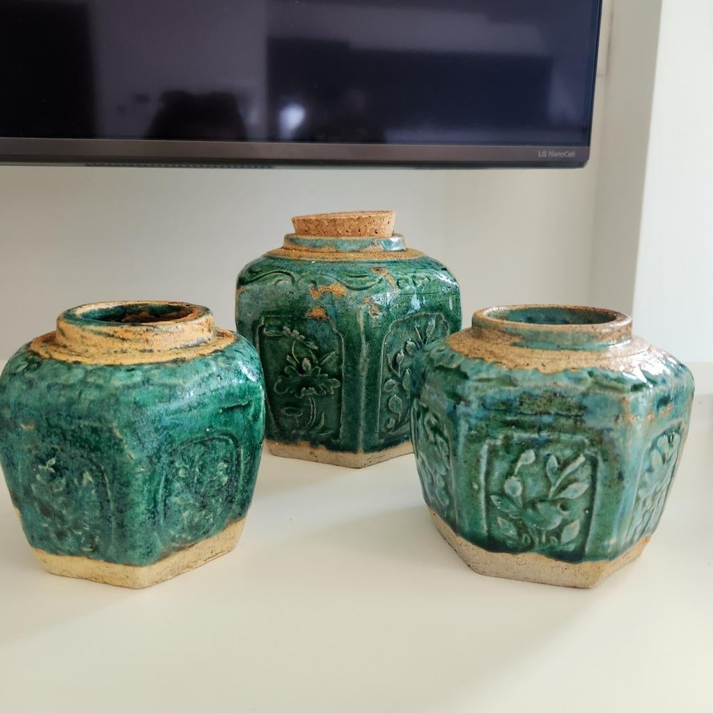 Chinese gemberpotten, vervaardigd uit Shiwan-aardewerk, Huis en Inrichting, Woonaccessoires | Vazen, Ophalen, Overige kleuren