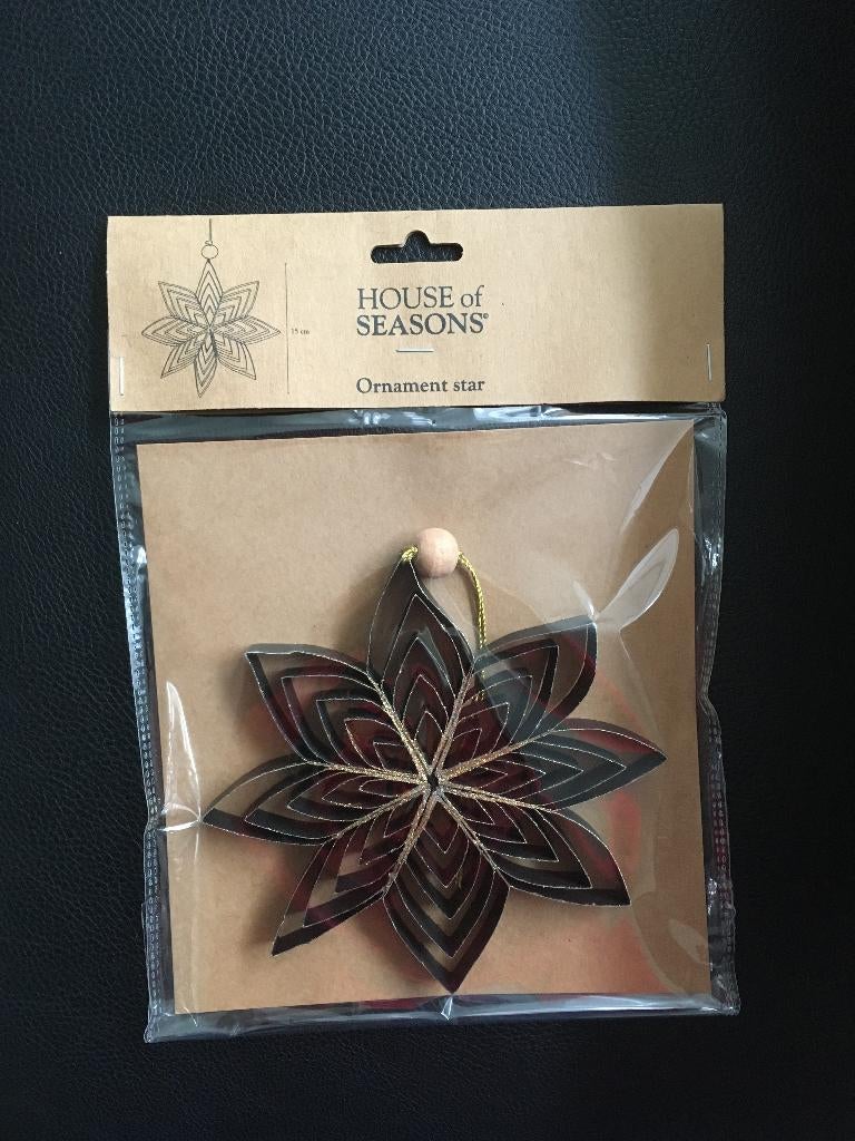 House of Seasons Ster Kerstornament Ø15cm Papier zwart Nieuw, Ophalen of Verzenden, Nieuw
