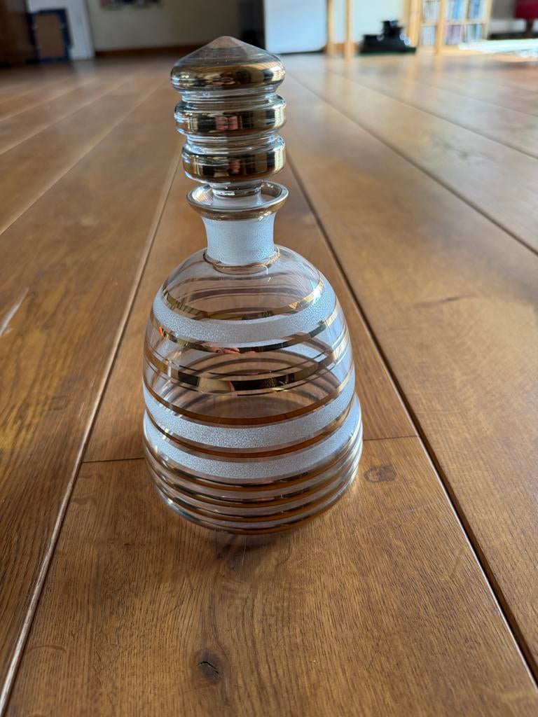 Vintage Retro Likeur Karaf met Gouden Banden, Ophalen