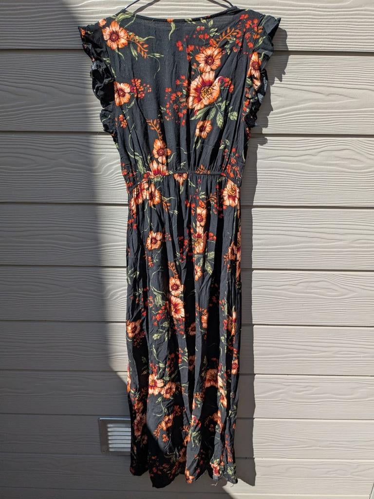 Shein Zwarte Bloemen Maxi Jurk Maat M, Ophalen of Verzenden
