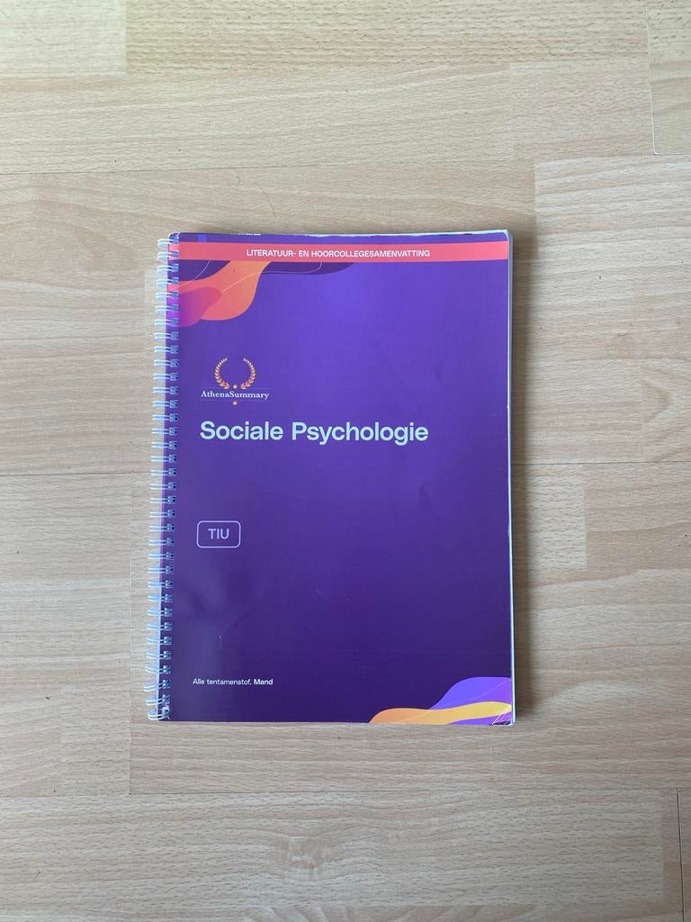 Athena Summary Sociale Psychologie Tilburg Jaar 1, Ophalen of Verzenden, Gamma, Gelezen, WO