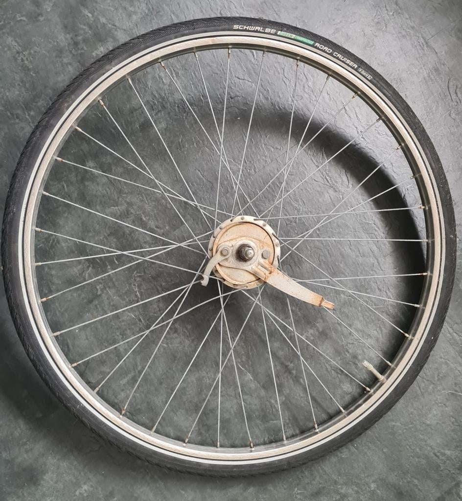 RVS voorwiel 622 / 28" - Sturmey Archer naaf & trommelrem, Ophalen of Verzenden, Gebruikt, Wiel, Sturmey Archer