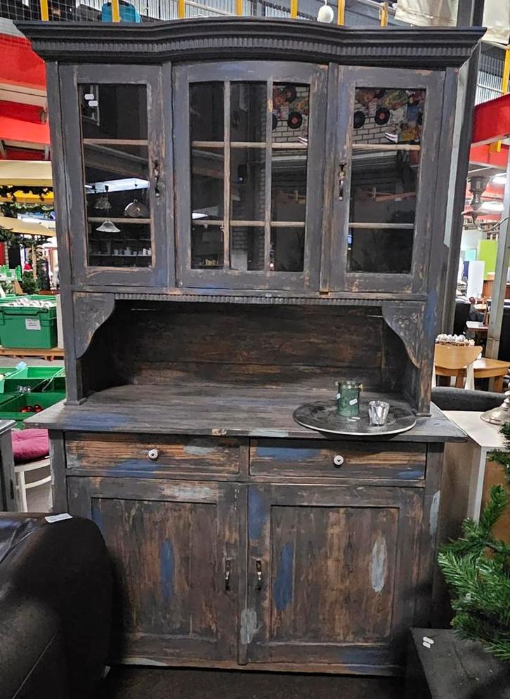 Vintage buffetkast met lage wandkast, Huis en Inrichting, Kasten | Buffetkasten, Gebruikt, 200 cm of meer, 25 tot 50 cm, Met lade(s)