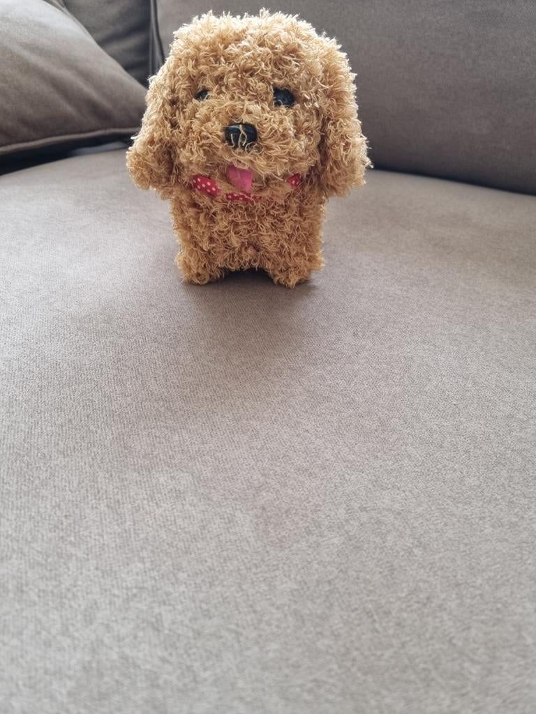 Robot hondje knuffel - Zo goed als nieuw., Zo goed als nieuw, Met kleding of accessoire, Klein (minder dan 20 cm), Bruin