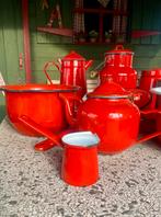 Rood emaille keukengerei - decoratie, Antiek en Kunst, Ophalen of Verzenden