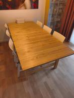 Ikea NORDEN tafel (220 / 266x100) met 6 NORVALD stoelen, Ophalen, Gebruikt, 100 tot 150 cm, 200 cm of meer
