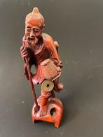Vintage houten snijwerk van oude wijze man, Antiek en Kunst, Ophalen of Verzenden