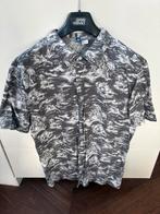 Hawaii blouse katoen maat L surf palmboom grijs / wit, Ophalen of Verzenden, Zo goed als nieuw, Grijs, Halswijdte 41/42 (L)