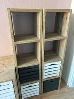 Steigerhouten bureau met kasten en kratjes, Ophalen, Zo goed als nieuw, Bureau